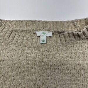 DIP Cream Knit Sweater Loose Weave Open Knit Crew Neck Long Sleeve Size L